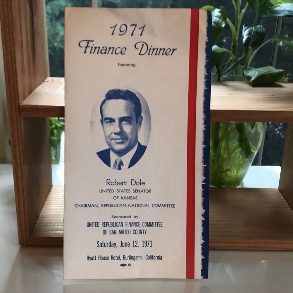 *RARE* 1971 Robert Bob Dole Finance Dinner Program